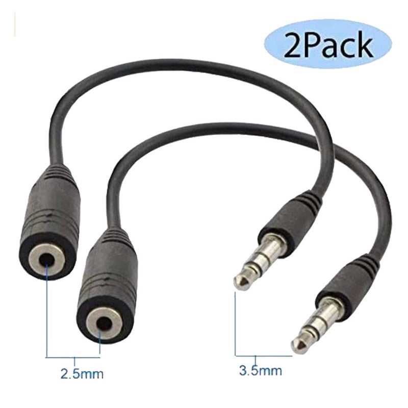 Seadream 2Pack 6 inch 3-Pole 3.5mm Male to 2.5mm Female Headset Audio Adapter Cable Extender Stereo Jack - Image 2